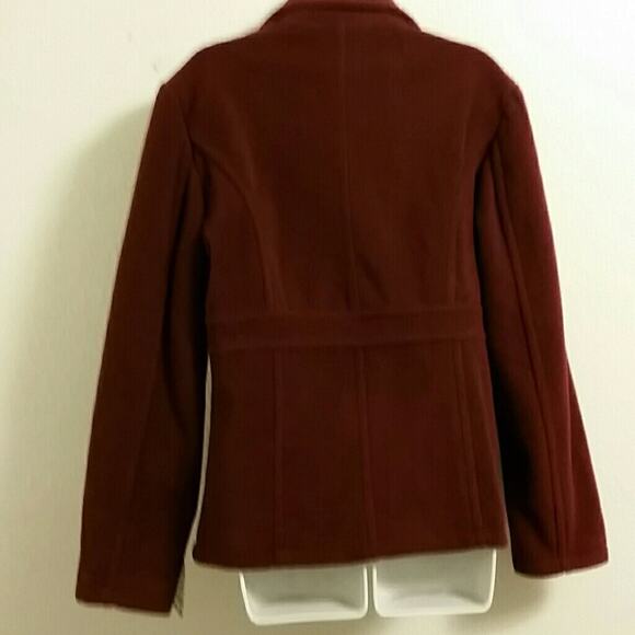 NWT. Che Bella Wine Polyester Pea Coat. M - Picture 3 of 4